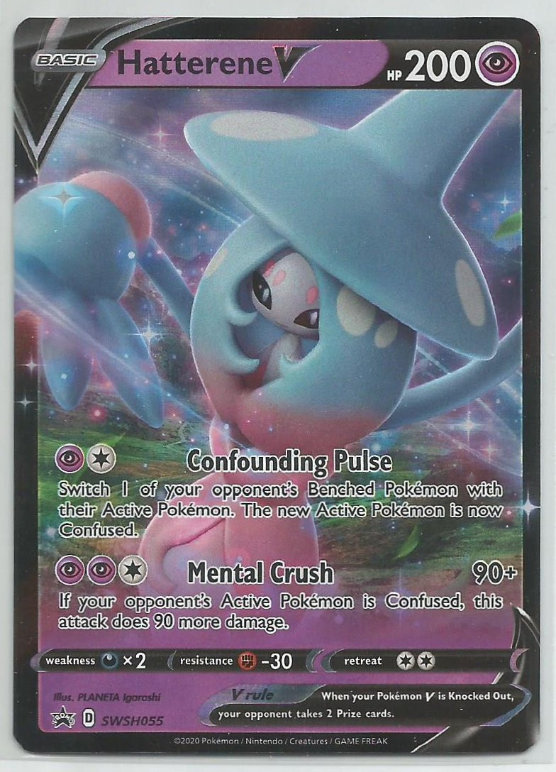 Pokemon Hatterene V Promo Card SWSH055 w/ Top Load - Collectors Dreams