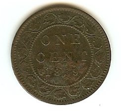 1859 Canadian Large Penny Queen Victoria Bronze One Cent Coin 