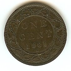 1881H Canadian Large Penny Queen Victoria Bronze One Cent Coin 