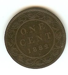 1882 H Canadian Large Penny Queen Victoria Bronze One Cent Coin 