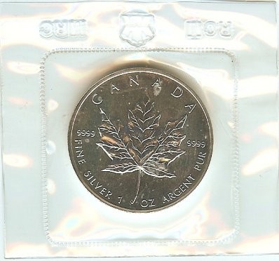 1990 CANADA Canadian MAPLE LEAF Sealed from ROYAL MINT .9999 BU SILVER Coin 1 oz