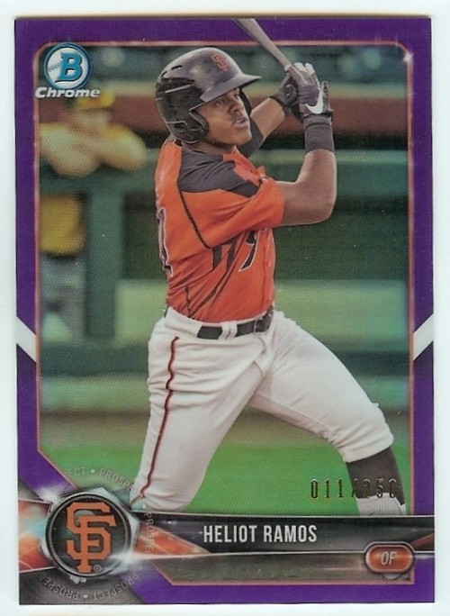 2018 Bowman Chrome Prospects Purple Refractor Heliot Ramos 011/250 Giants