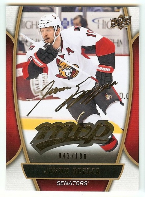 2013-14 Upper Deck MVP Jason Spezza Gold Signatures 042/100