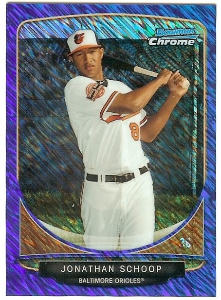 2013 Bowman Chrome Refractor Mini Blue Ice Jonathan Schoop 175/250