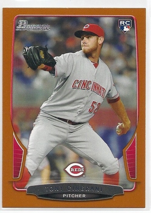 2013 Bowman Tony Cingrani Orange Parallel 072/250 RC