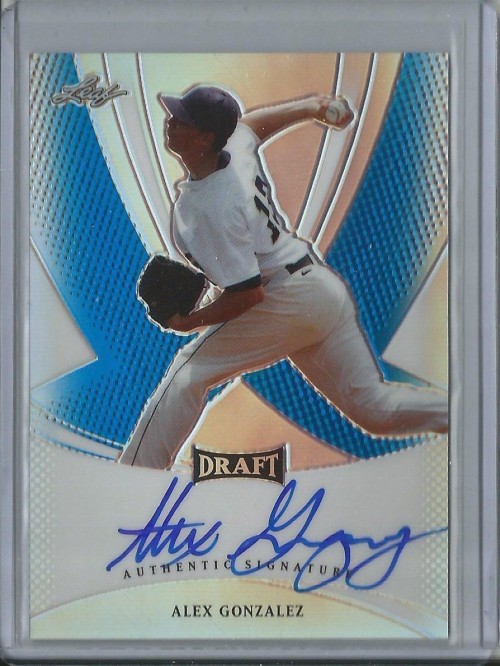 2013 Leaf Metal Alex Gonzalez Blue Prismatic Refractor Autograph  Serial Numbered 03/25