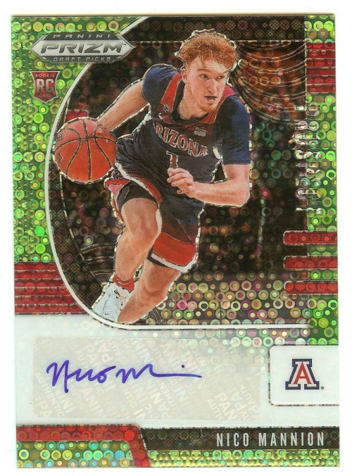 2020-21 Panini Prizm Draft Picks Nico Mannion Autograph Green Disco Fastbreak Serial #'d 2/5