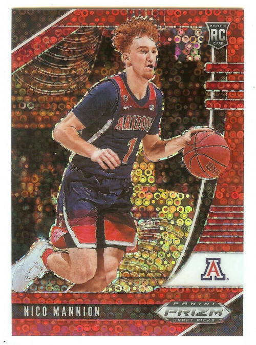 2020-21 Panini Prizm Draft Picks Nico Mannion Red Disco #'d 030/125