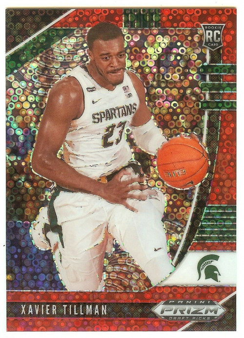 2020-21 Panini Prizm Draft Picks Xavier Tillman Red Disco Fastbreak Serial #'d 062/125