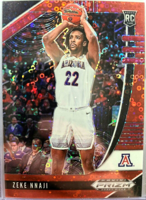 2020-21 Panini Prizm Draft Picks Zeke Nnaji Red Disco Fastbreak Serial #'d 037/125
