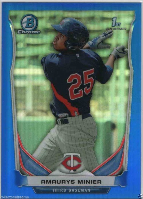 2014 Bowman Chrome Prospects Blue Refractor Amaurys Minier 198/250 Card #BCP98