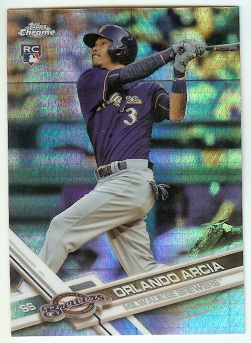 2017 Topps Chrome Prism Refractor #73 Orlando Arcia RC Rookie Milwaukee Brewers