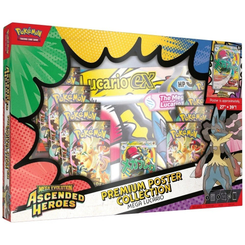 Pokémon Ascended Heroes Premium Poster Collection Mega Lucario  Factory Sealed