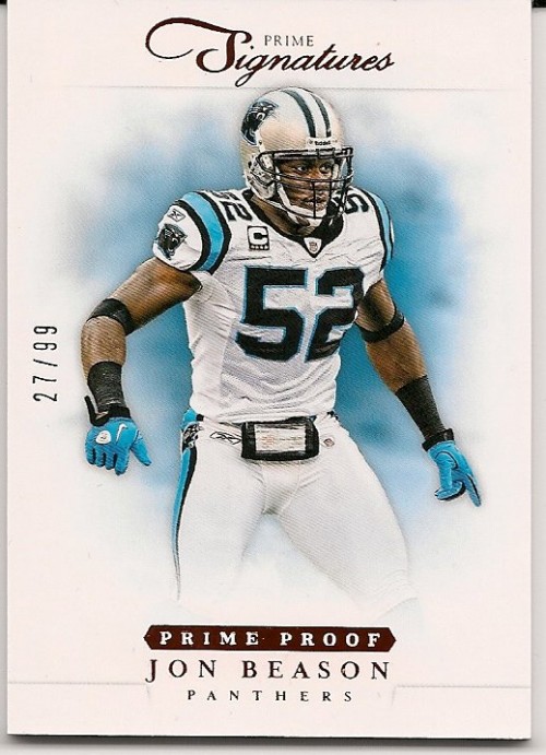 2012 Panini Prime Signatures Jon Beason Prime Proof 27/99