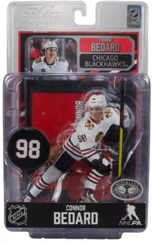 2024 NHL Mcfarlane Rookie Figure Connor Bedard Platinum Edition Blackhawks - RARE WHITE VARIANT