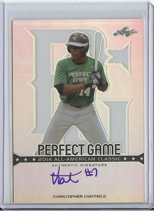 2014 Leaf Metal Draft Christopher Chatfield Perfect Game Prismatic Autograph CC1