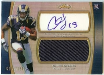 2012 Topps Finest Chris Givens Autograph Jersey Rookie 0094/1368