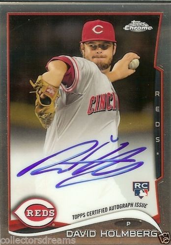 2014 TOPPS CHROME AUTO CARD #134 DAVID HOLMBERG REDS