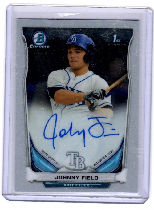 2014 Bowman Chrome Draft JOHNNY FIELD Auto Rookie RC Tampa Bay Rays