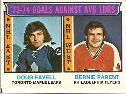 1974-75 O-Pee-Chee Goals Against Average Leaders Doug Favell Bernie Parent Single NM-MT
