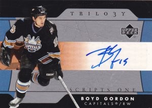 2005-06 Upper Deck Trilogy Boyd Gordon Script One Autograph