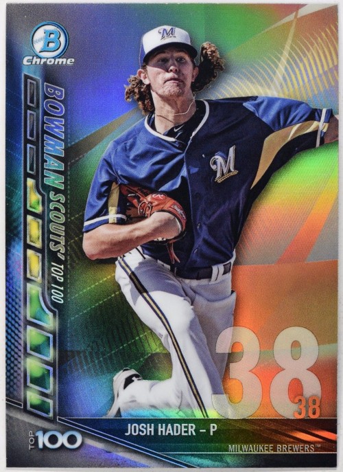 2017 Bowman Chrome JOSH HADER Scouts Top 100 #BTP-38 BREWERS