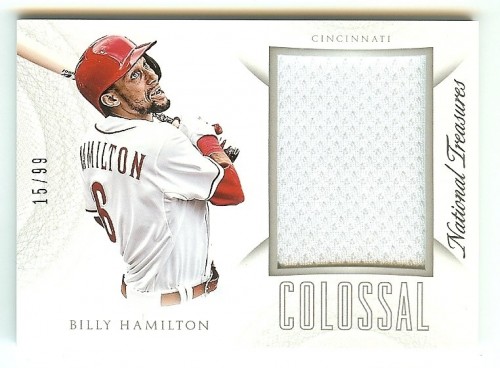 2015 National Treasures Billy Hamilton Colossal Game Used Jersey Relic #15/99