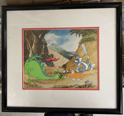 Warner Brothers Cel Yosemite Sam Bugs Bunny Signed Friz Freleng #'d 100/500 RARE