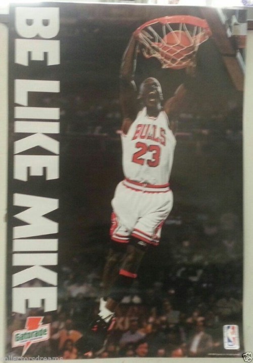 1992 Michael Jordan Gatorade Basketball Poster BE LIKE MIKE 17" x 25" Official Licensed Chicago 