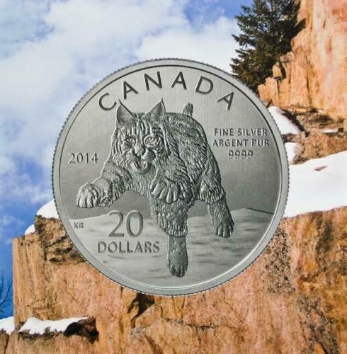 2014 Canadian $20 for $20 BOBCAT Fine Silver Coin