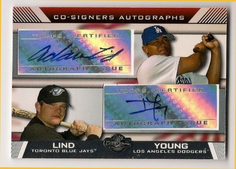 2007 Topps Co-Signers Delwyn Young Dual Autograph w/ Adam Lind