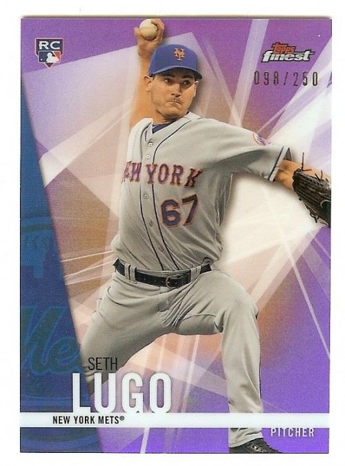 2017 Topps Finest Seth Lugo Card #19 Purple Refractor RC #'d 098/250 New York Mets