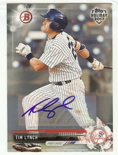 TIM LYNCH 2017 BOWMAN TOPPS HOLIDAY PROMO NEW YORK YANKEES AUTO 48/99