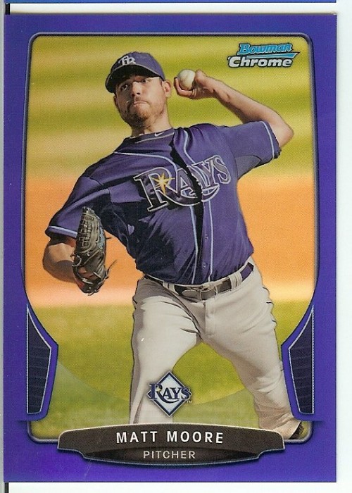 2013 Bowman Chrome Matt Moore Blue Refractor 147/250