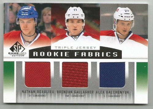 2013-14 UD SP Game Used Beaulieu Gallagher Galchenyuk