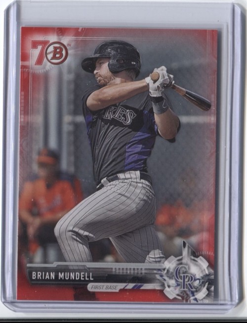 2017 Bowman BRIAN MUNDELL RC RED PAPER Parallel 70TH ANNIVERSARY ROCKIES SP