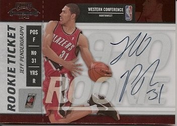 2009-10 Panini Playoff Contenders Jeff Pendergraph Rookie Ticket Autograph