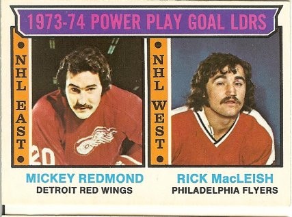 1974-75 O-Pee-Chee Power Play Goal Leaders Mickey Redmond Rick MacLeish Single NM-MT