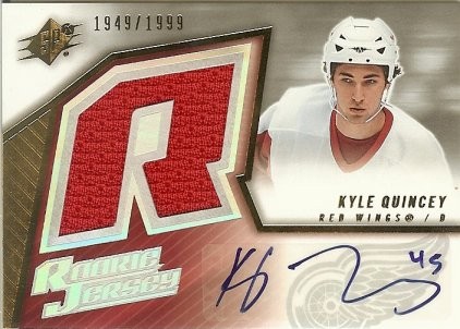 2005-06 Upper Deck SPX Kyle Quincey Autograph Rookie Jersey 1949/1999