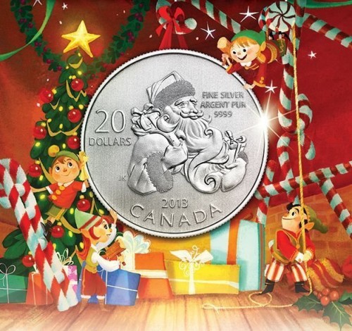 CANADA 2013 $20 SANTA CLAUS, 99.99% SILVER COMMEMORATIVE COIN