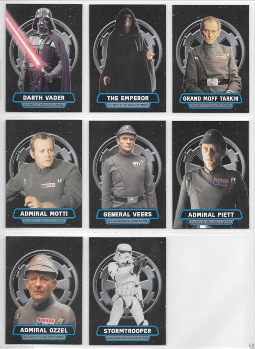 2016 TOPPS STAR WARS ROGUE ONE: 8 CARD VILLAINS OF THE GALACTIC EMPIRE SET