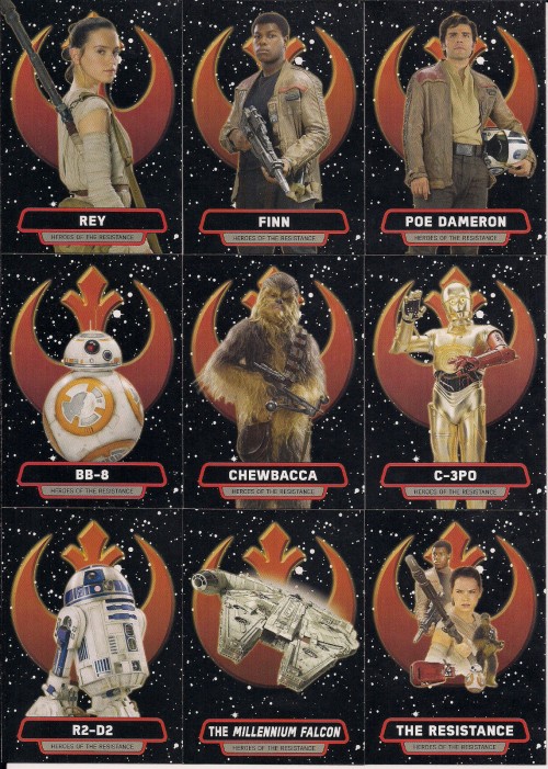 2015 Star Wars Journey to The Force Awakens Heroes of the Resistance 9 Card Set