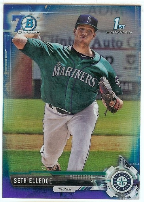 2017 Bowman Chrome Draft 70th Blue Refractors #BDC-3 Seth Elledge 179/200
