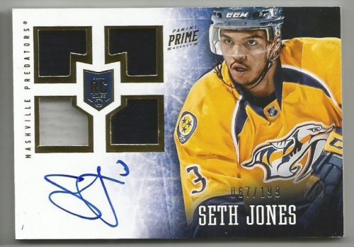 2013-14 Panini Prime Seth Jones Quad Jersey Autograph RC