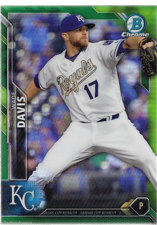 2016 Bowman Chrome Wade Davis Green Refractor 32/99 Royals Card #13
