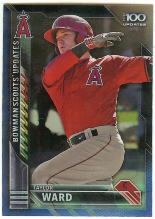 2016 Bowman Chrome Taylor Ward Scout's Top 100 Updates Blue Refractor 066/150 Los Angeles Angels
