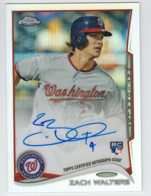 2014 Topps Chrome Rookie Autograph Refractor #62 Zach Walters #'d 250/499 NATS