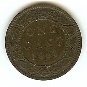 1881H Canadian Large Penny Queen Victoria Bronze One Cent Coin 