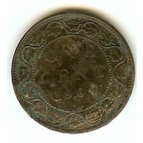 1900 H Canadian Large Penny Queen Victoria Bronze One Cent Coin 