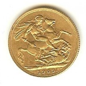 1909 GOLD SOVEREIGN GREAT BRITAIN, 8 GRAMS